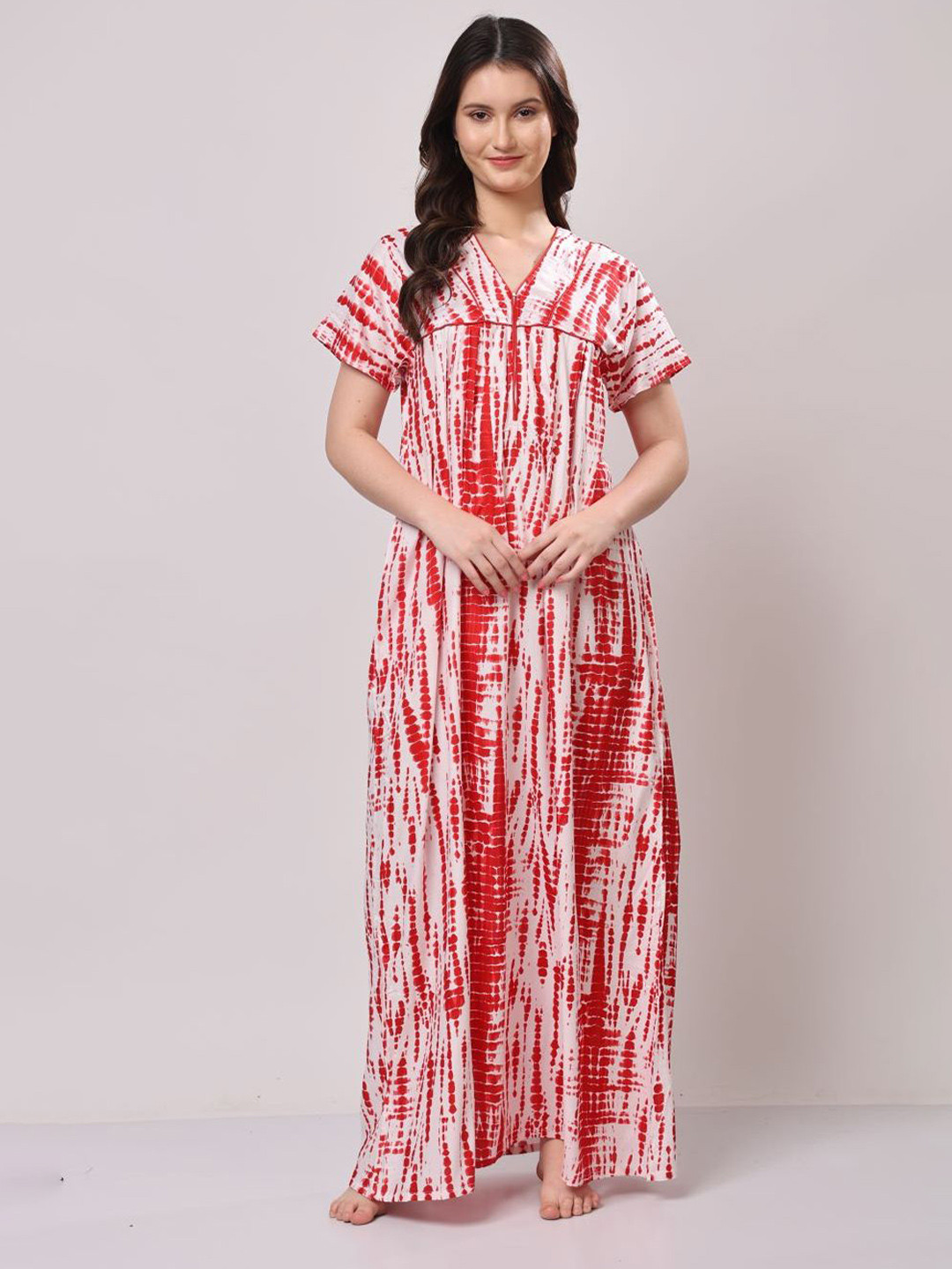 CHUI MUI Women Tie-Dye V-Neck Maxi Nightdress