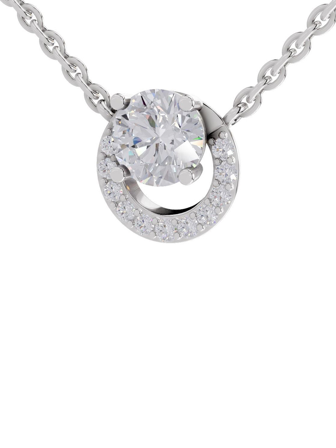 Sparkles 14K White Gold Lab Grown Diamond 1.15 Carat Round Shape Diamond Necklace
