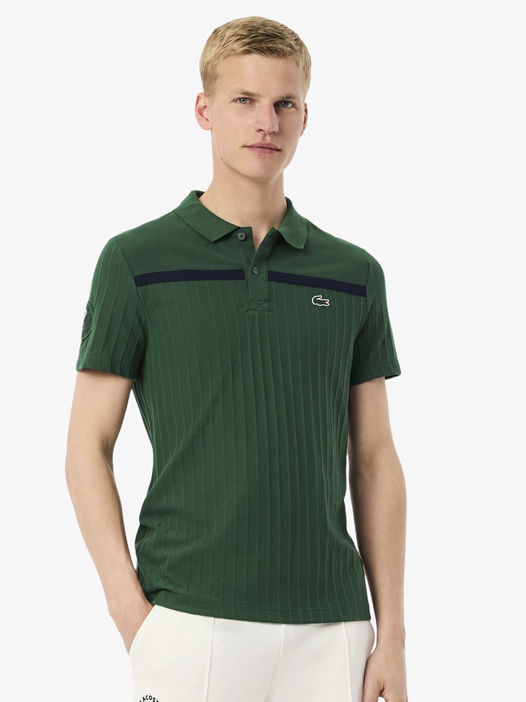 Lacoste Men Self Design Polo Collar Cotton T-shirt