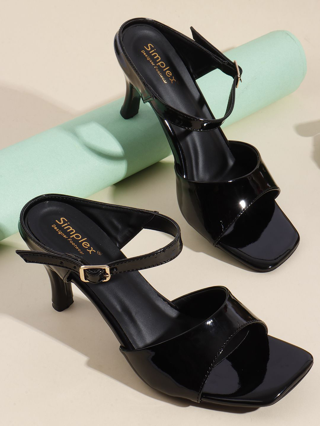 Simplex Footwear Women Kitten Heel Sandals With Buckles