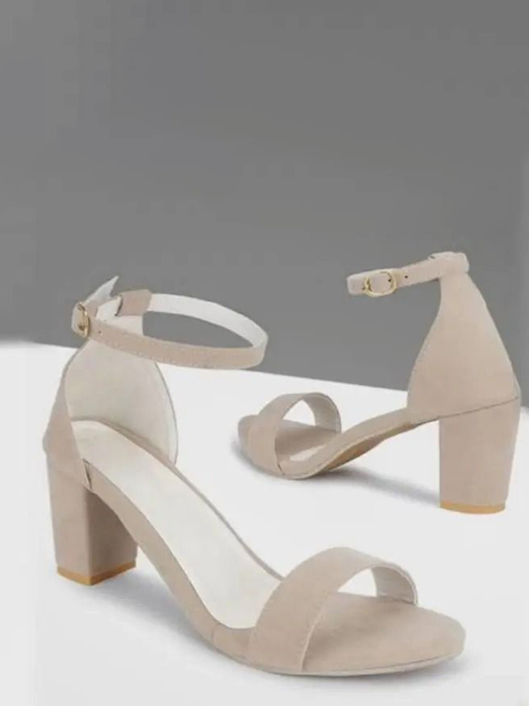 SKOLL Women Open Toe Ankle Loop Block Heels Sandals