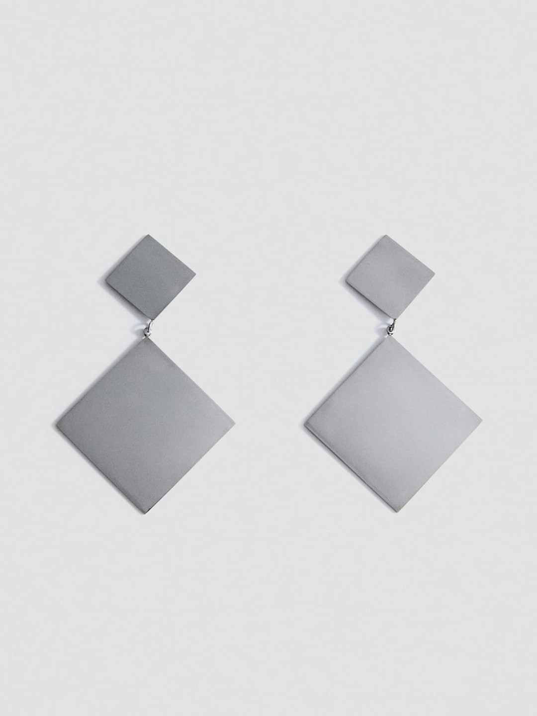 MANGO Mirror Square Shaped Drop Earrings