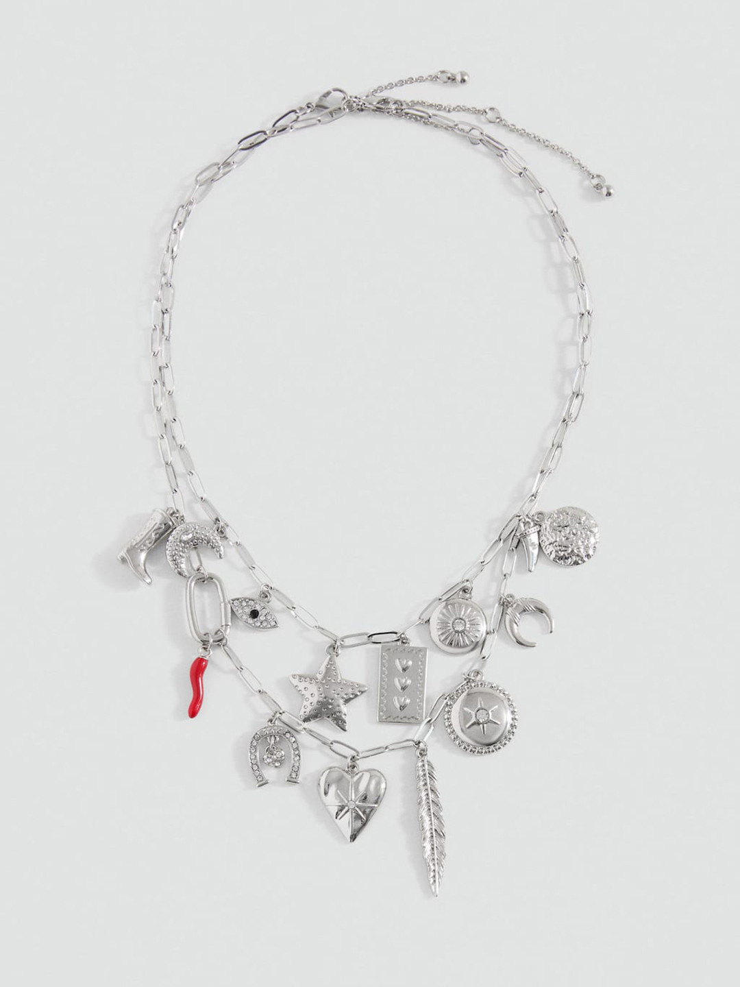 MANGO Set of 2 Link Chain Beaded Necklace