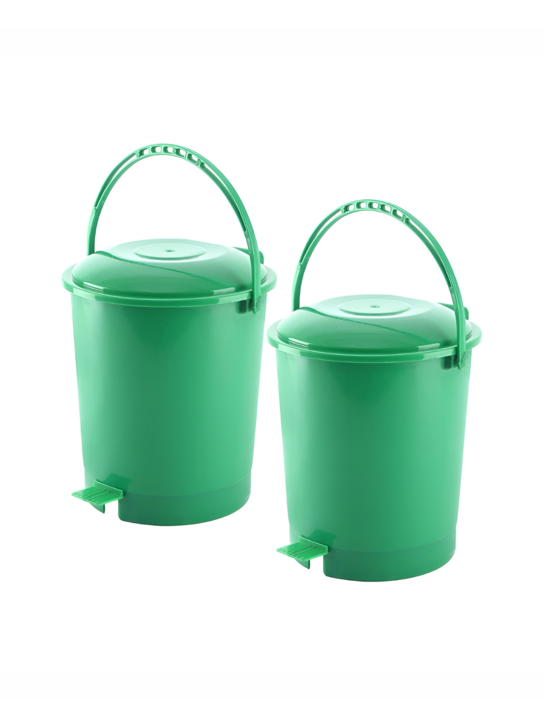 Aura 2 Pieces Green Pedal Bins With Handle 10L Each