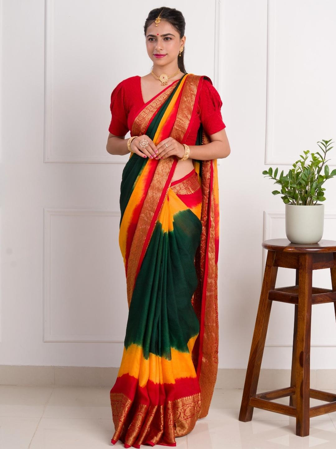 KCPC BANDHANI Multi Poly Silk  Sarees