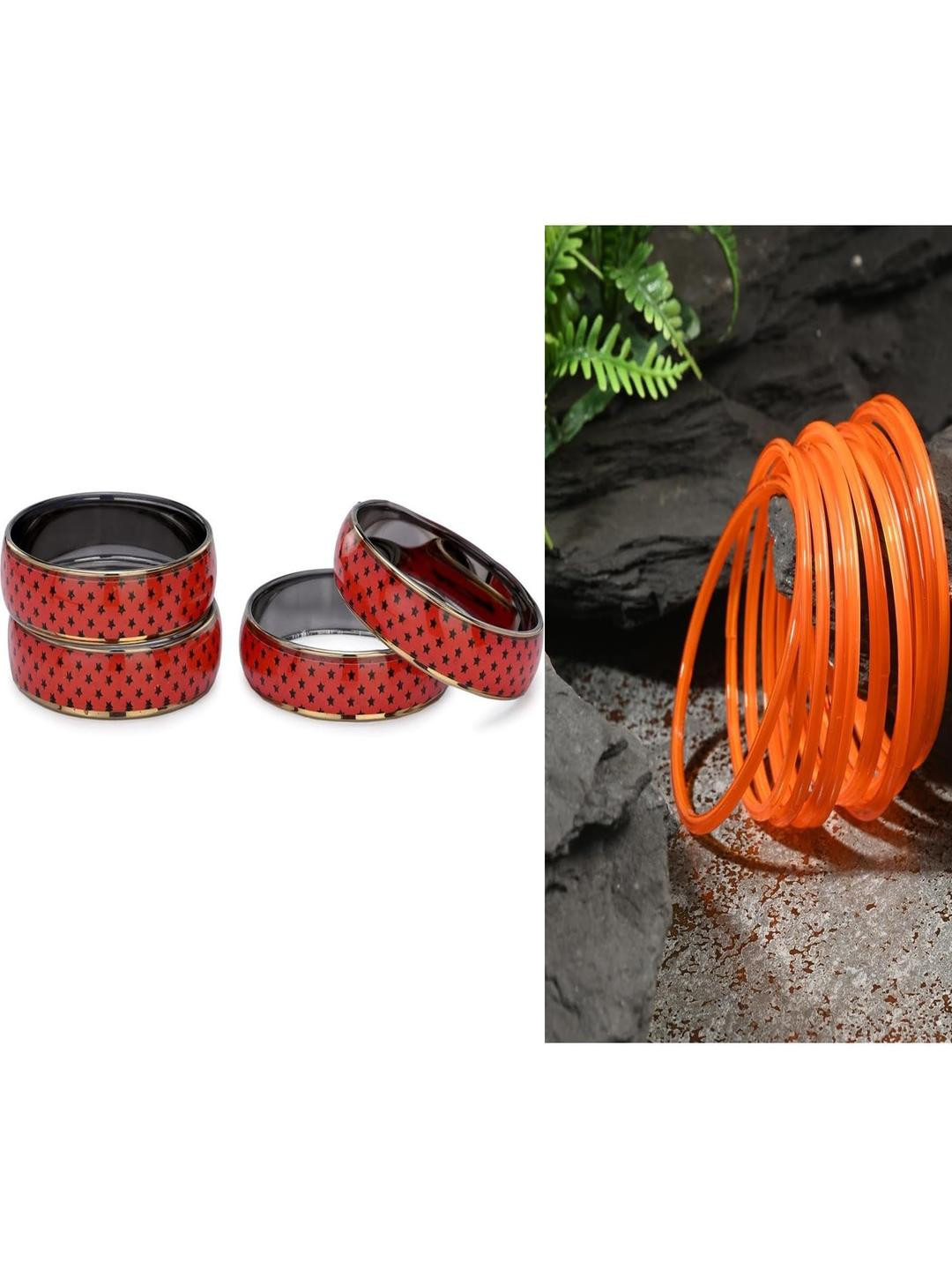 SOMIL Women Combo of 2 Red & Orange Ethnic Bangles Set