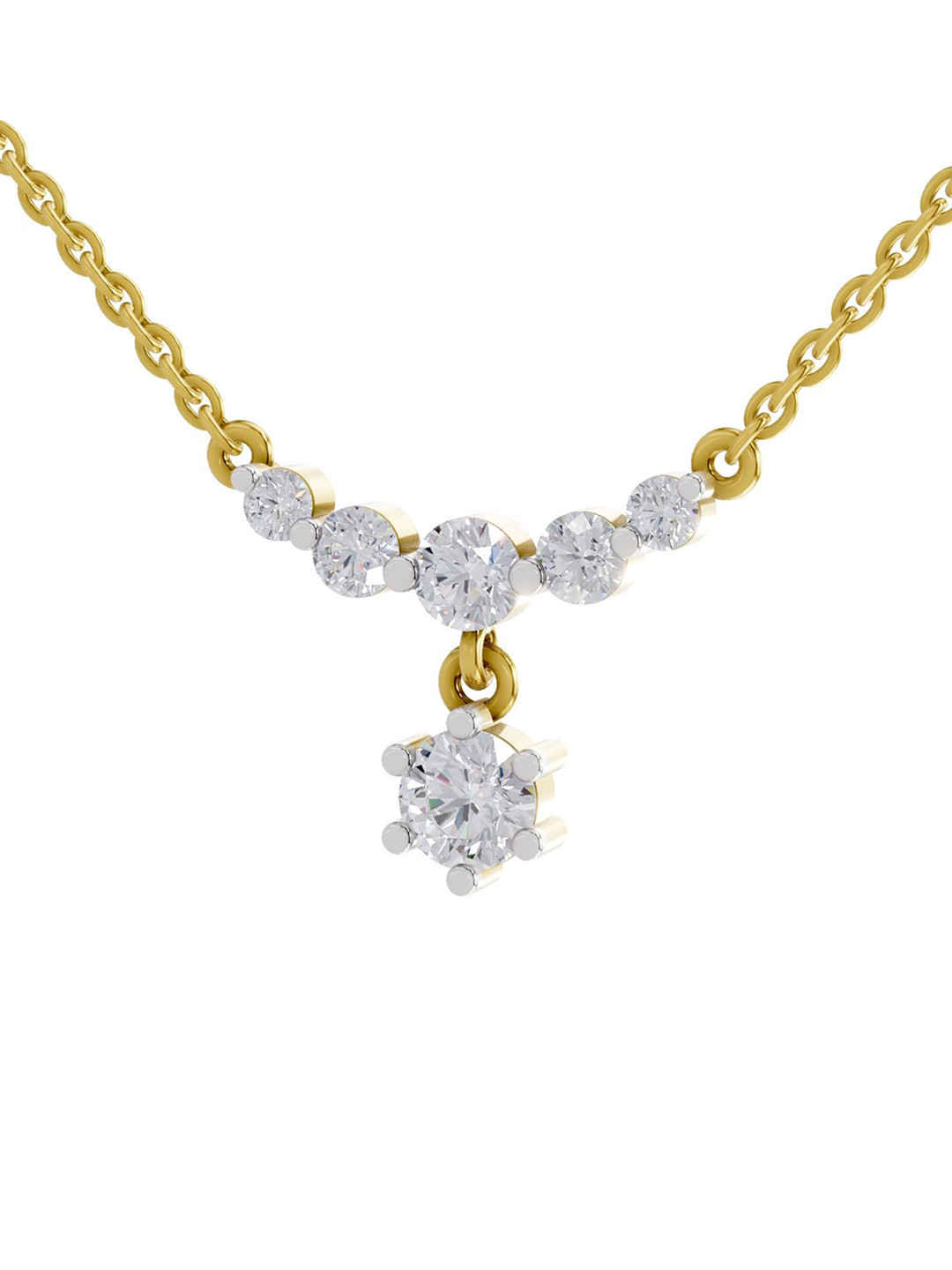 Sparkles 14K Yellow Gold Lab Grown Diamond 1.13 Carat Round Shape Diamond Necklace