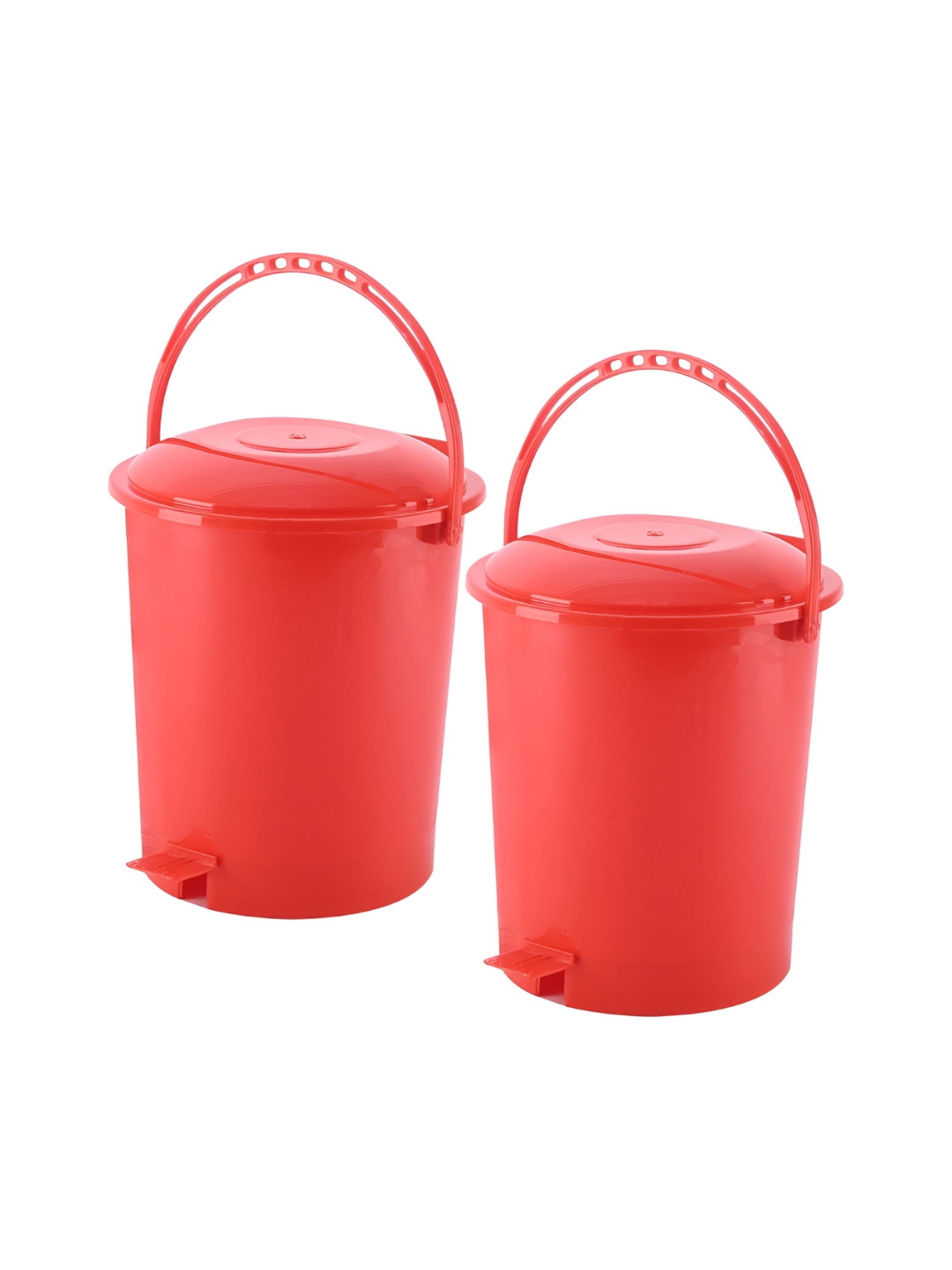Aura 2 Pieces Red Pedal Bins With Handle 10L Each