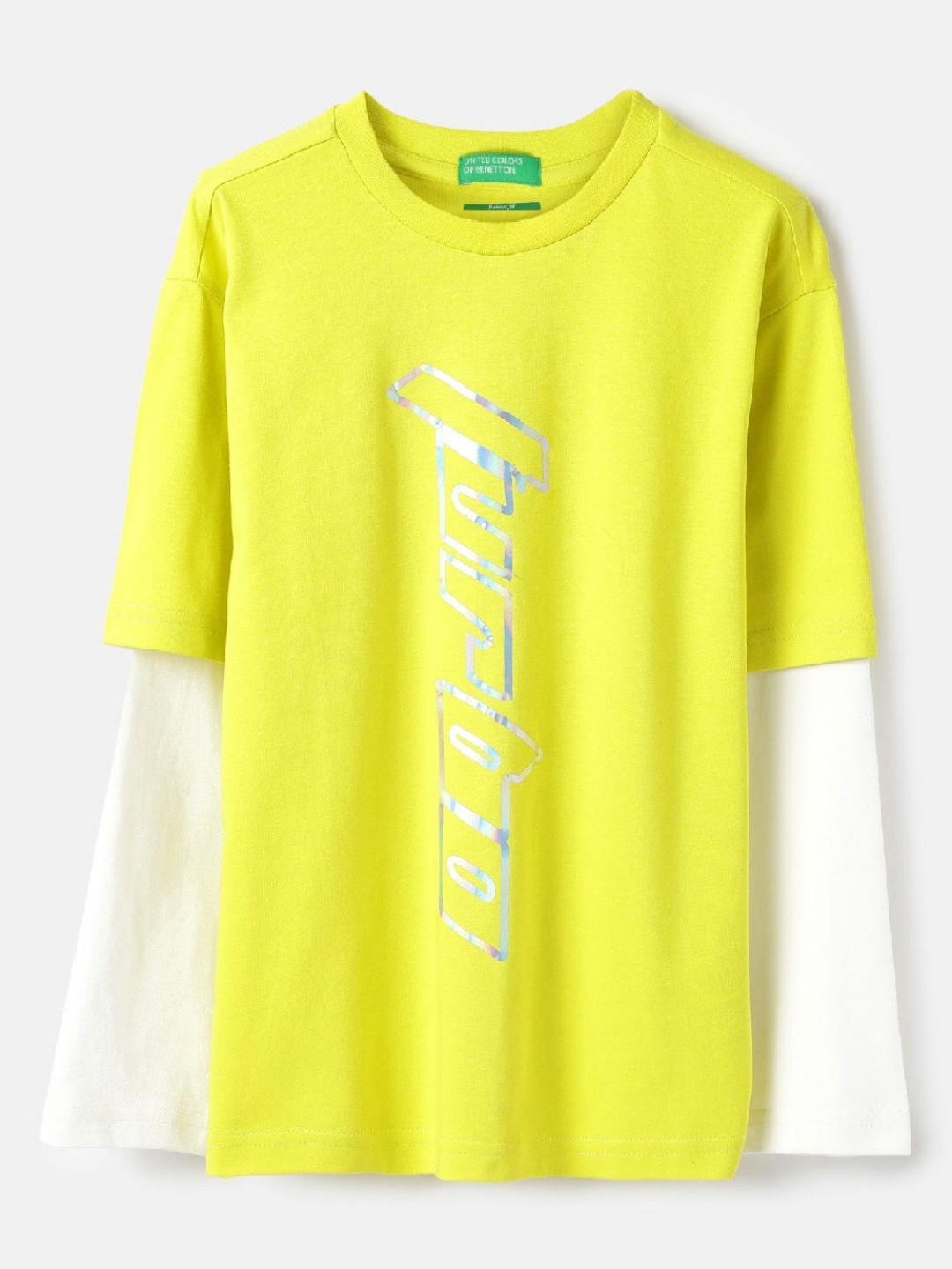 United Colors of Benetton Boys Typography Printed Pure Cotton Relaxed Fit T-shirt