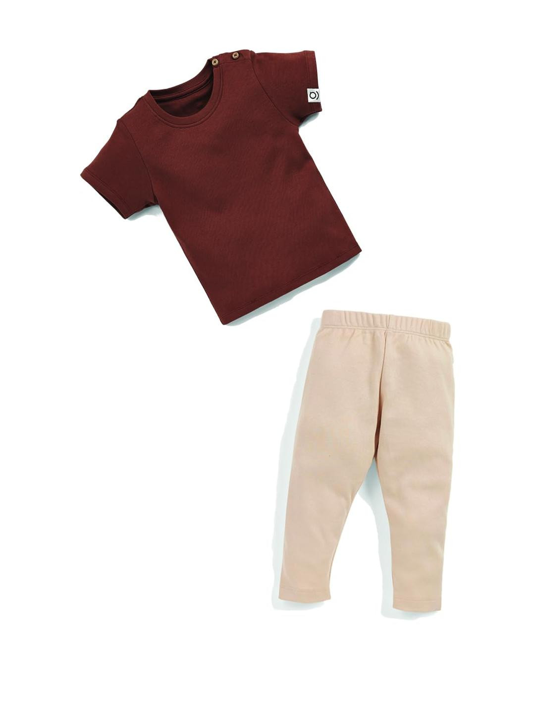 SPROG COLLECTION Kids-Unisex Brown Pure Cotton Clothing Set