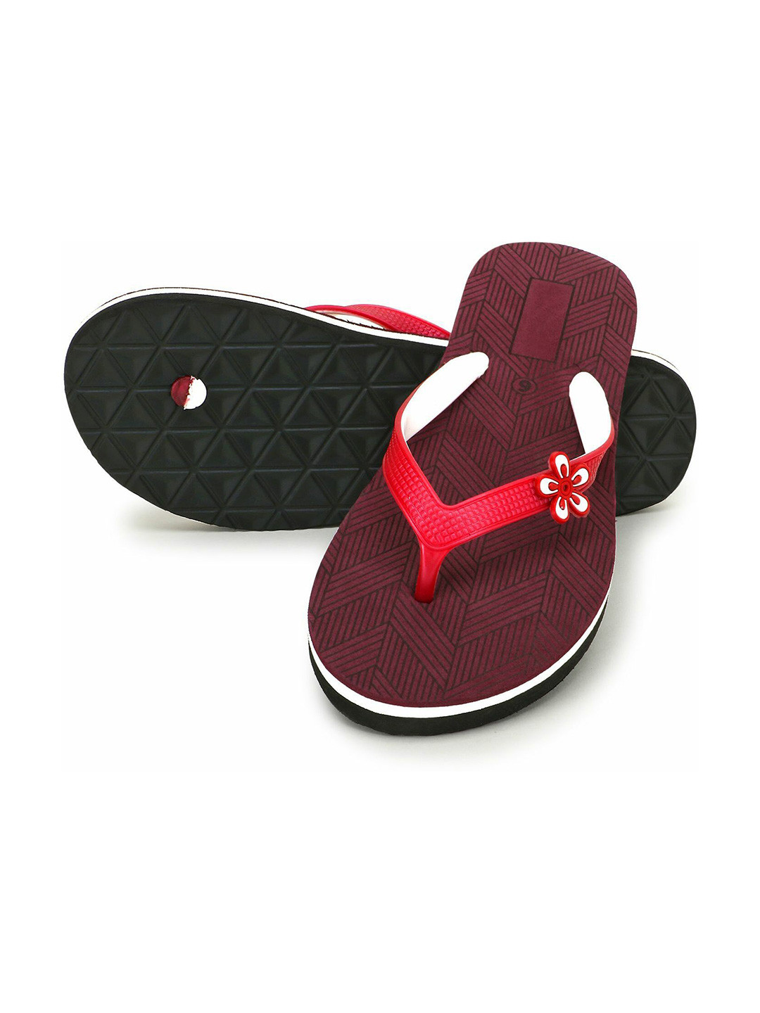 TWO SOFT Women Floral Applique Thong Flip-Flops