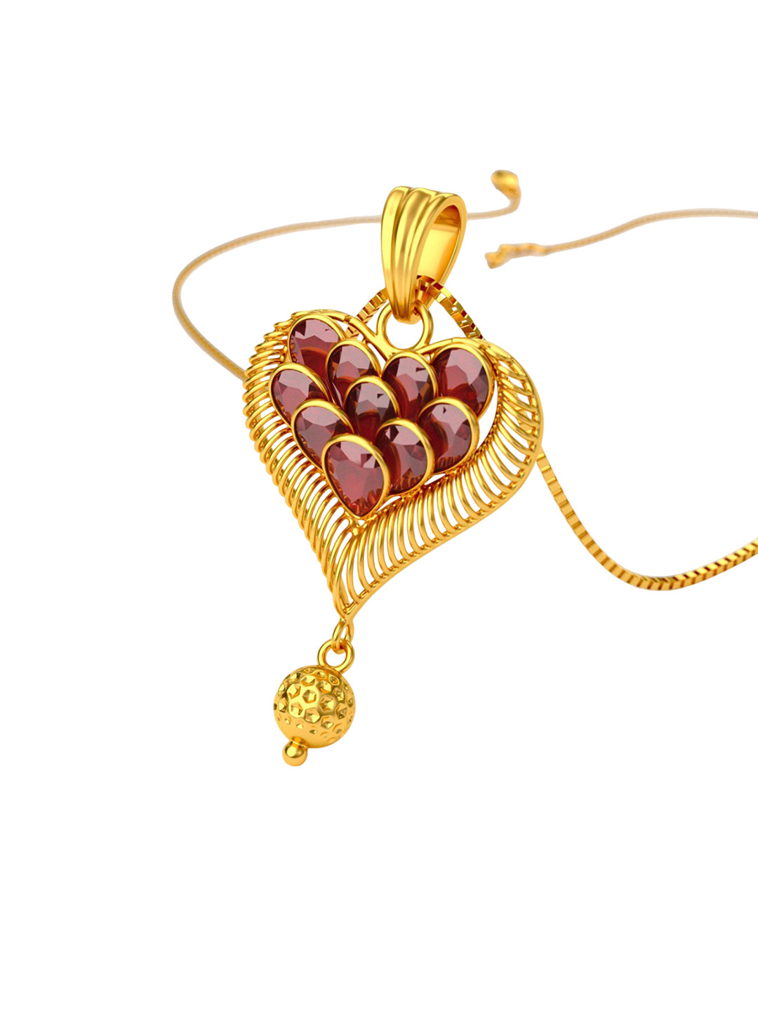 Joyalukkas 22KT Gold Blooming Heart Gemstone Pendant -5.62 g