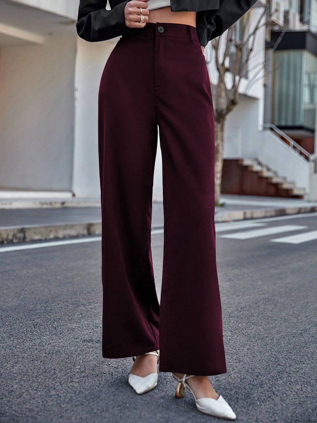 BAESD Women Relaxed Straight Leg High-Rise Wide Leg Trousers