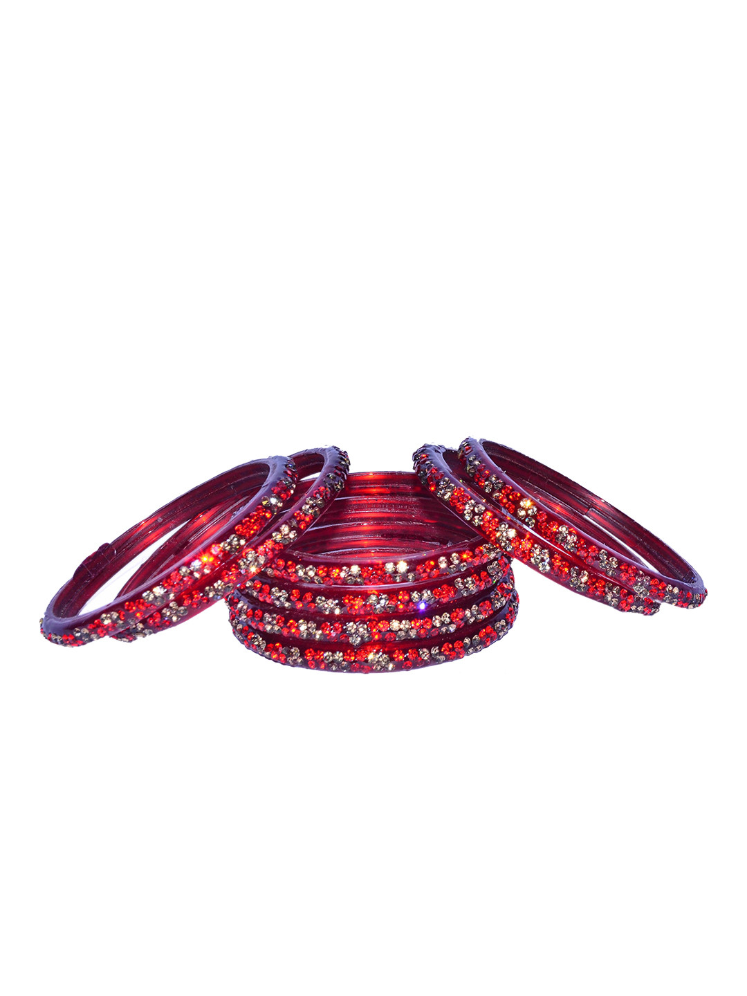 Garnet Gems Women Set Of 6 Stone Studded Bangle