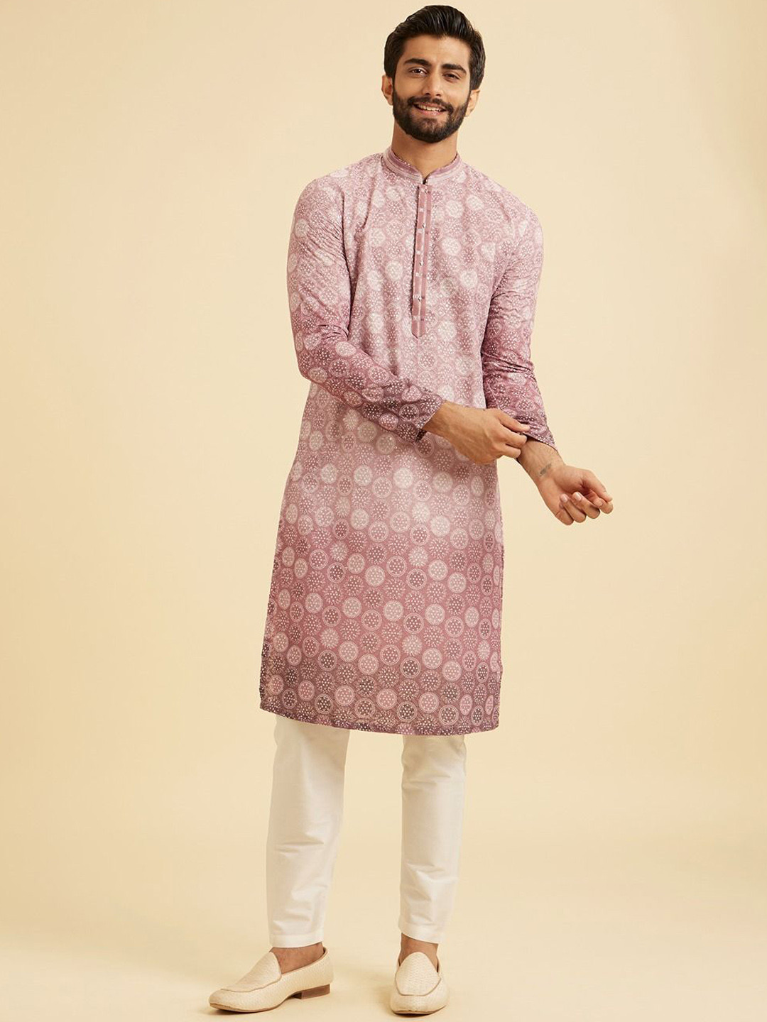 Manyavar Men Ombre Embroidered Regular Thread Work Kurta Set