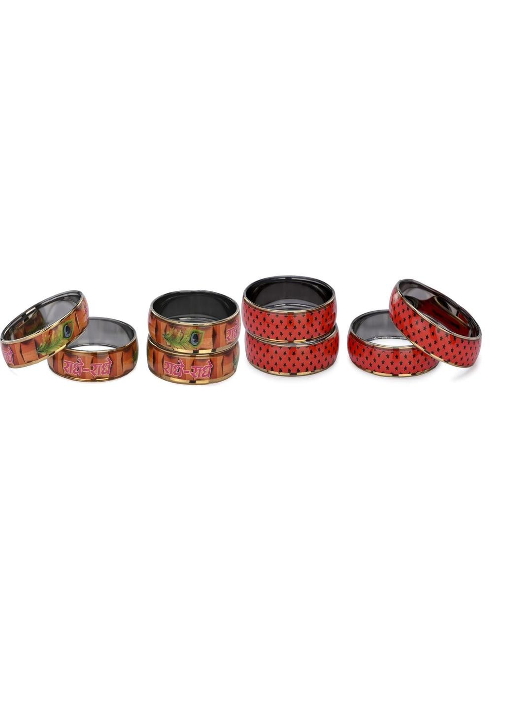 SOMIL Women Combo of 2 Red & Multi Colored Bangles Set