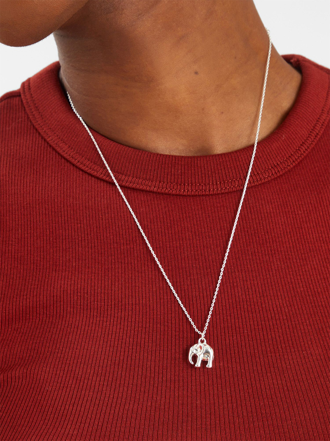Accessorize Sterling Silver-Plated Elephant Pendant Minimal Necklace