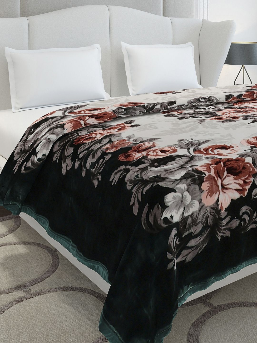 Monte Carlo Green & White Heavy Winter 1042 GSM Double Bed Blanket