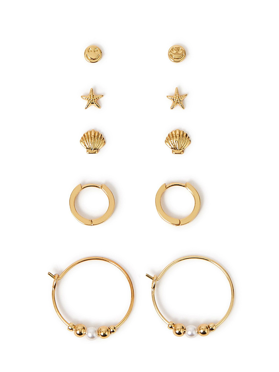 Accessorize Set Of 5 14K Gold-Plated Circular Shaped Hoop Earrings