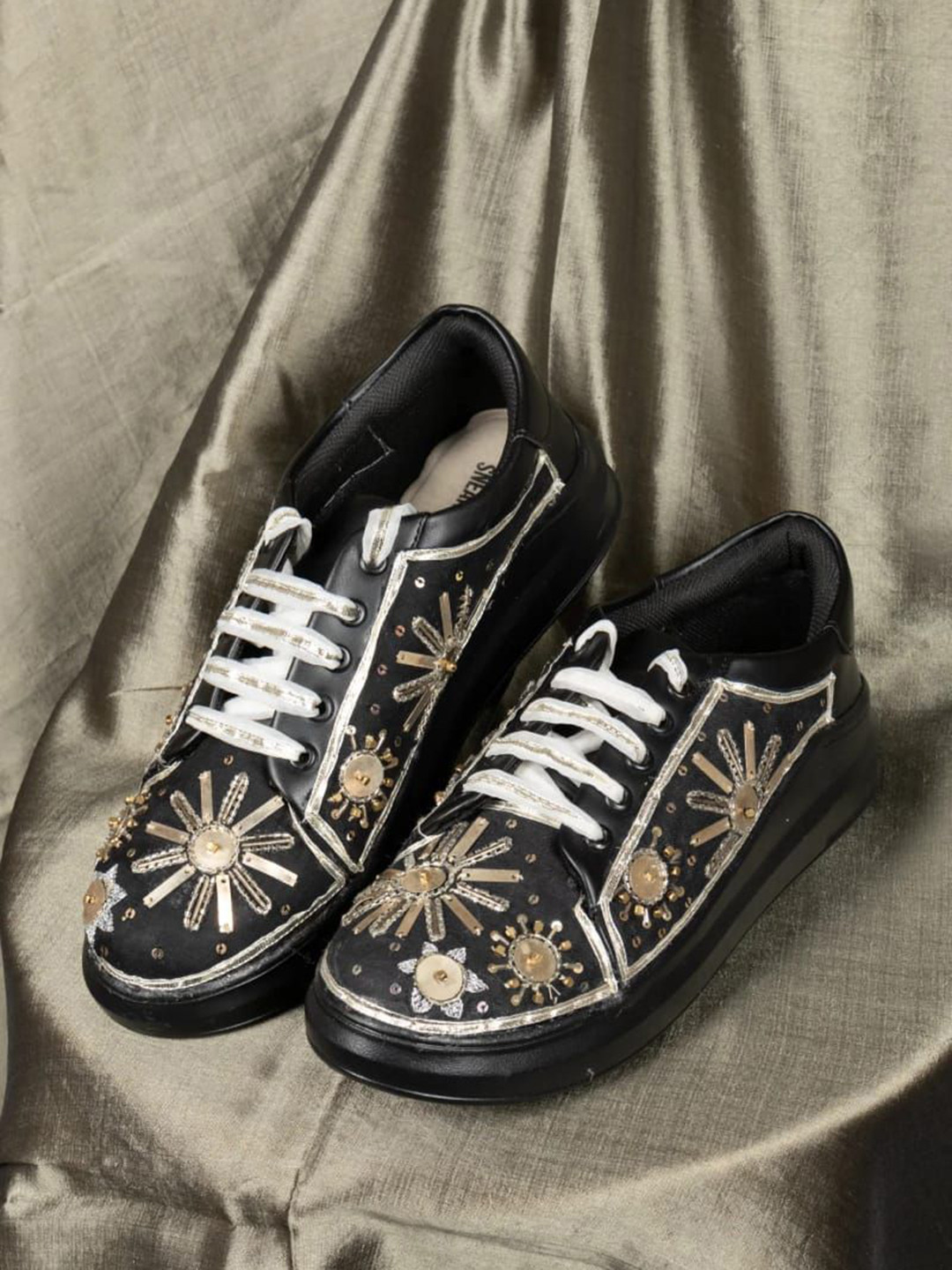 The Saree Sneakers Starry Night  Women Embellished Sneakers with Ethnic - Embellished