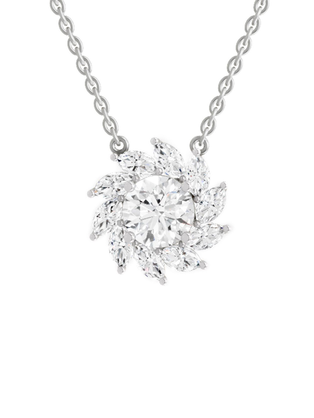 Sparkles 14K White Gold Lab Grown Diamond 3.3 Ct Marquise & Round Shape Diamond Necklace