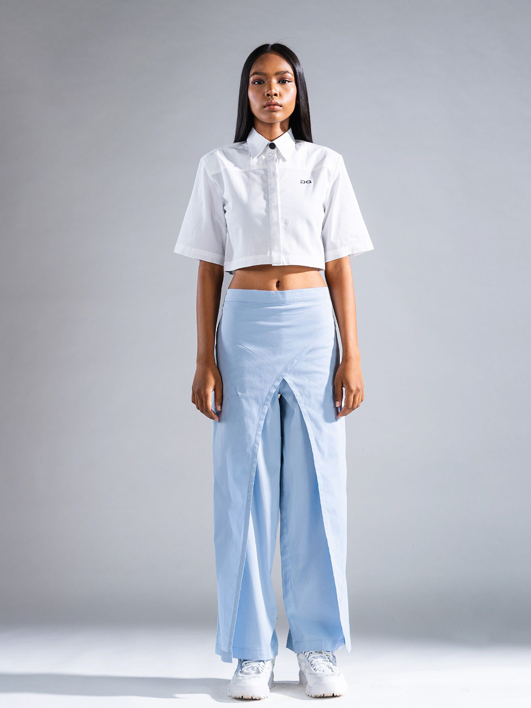 PRIMAL GRAY Short Sleeves Cotton Cropped Shirt