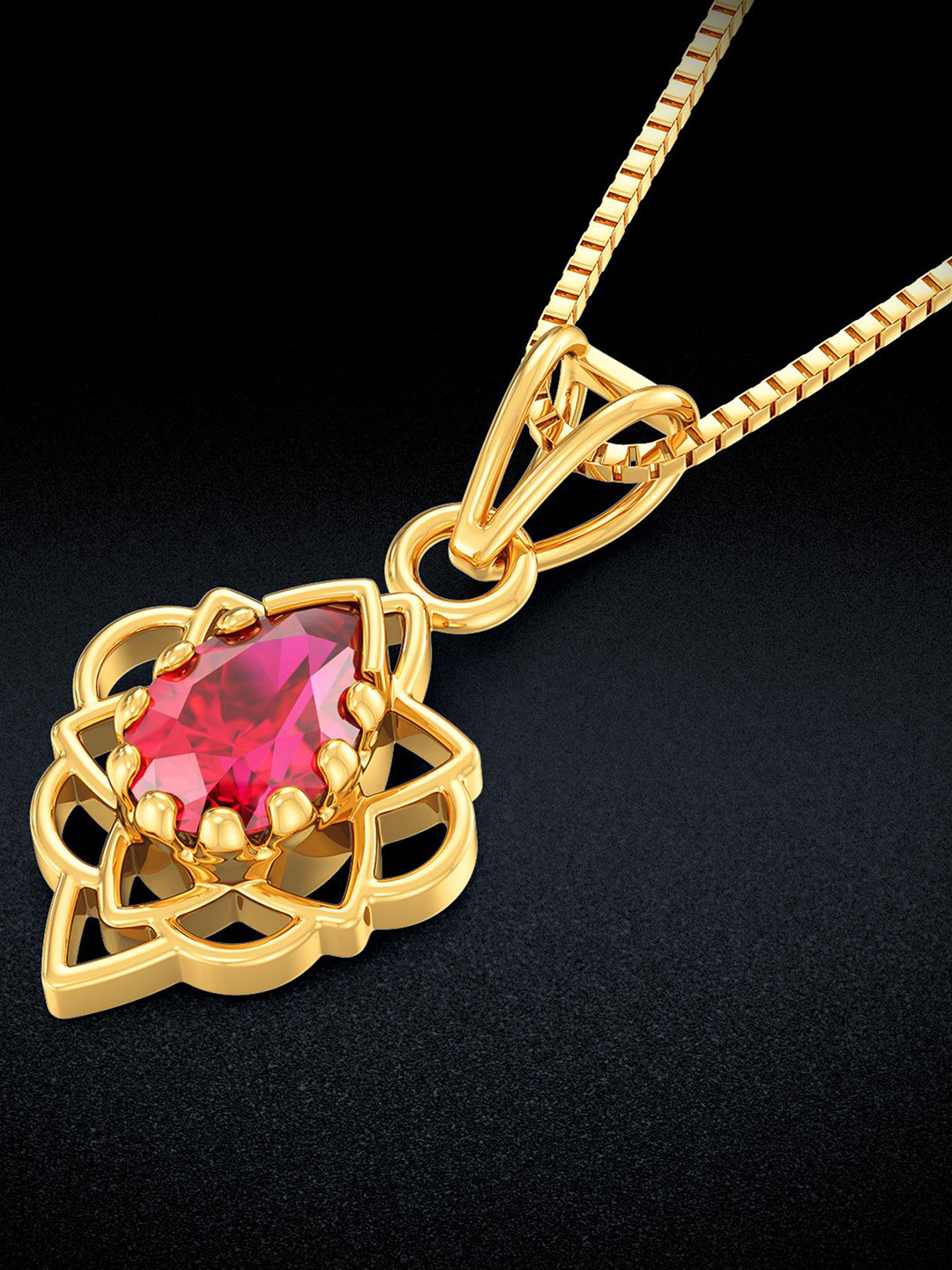 Joyalukkas Women 22KT Gold Elegant Round Gemstone Pendant -3.162 g