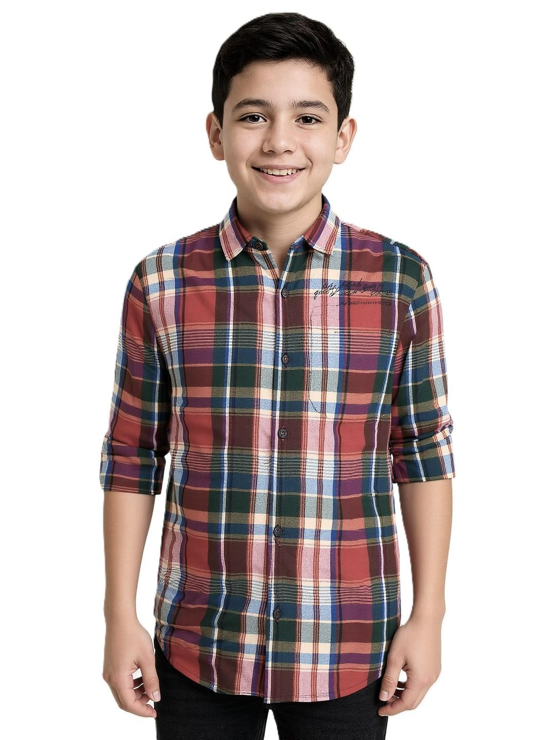 CAVIO Boys Maroon Cotton Shirts