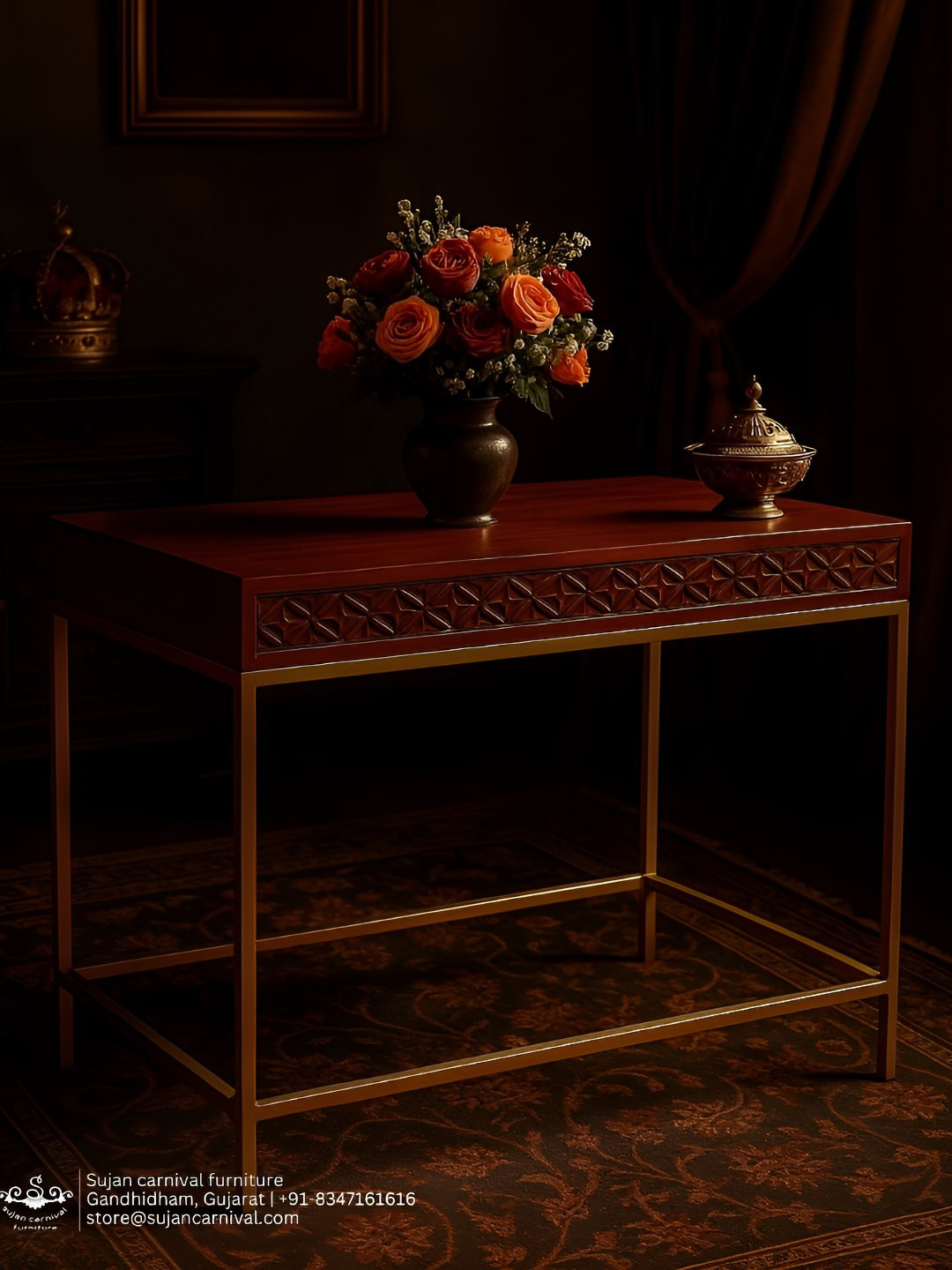 Sujan Carnival Funiture Brown Wooden Round Bedside Table