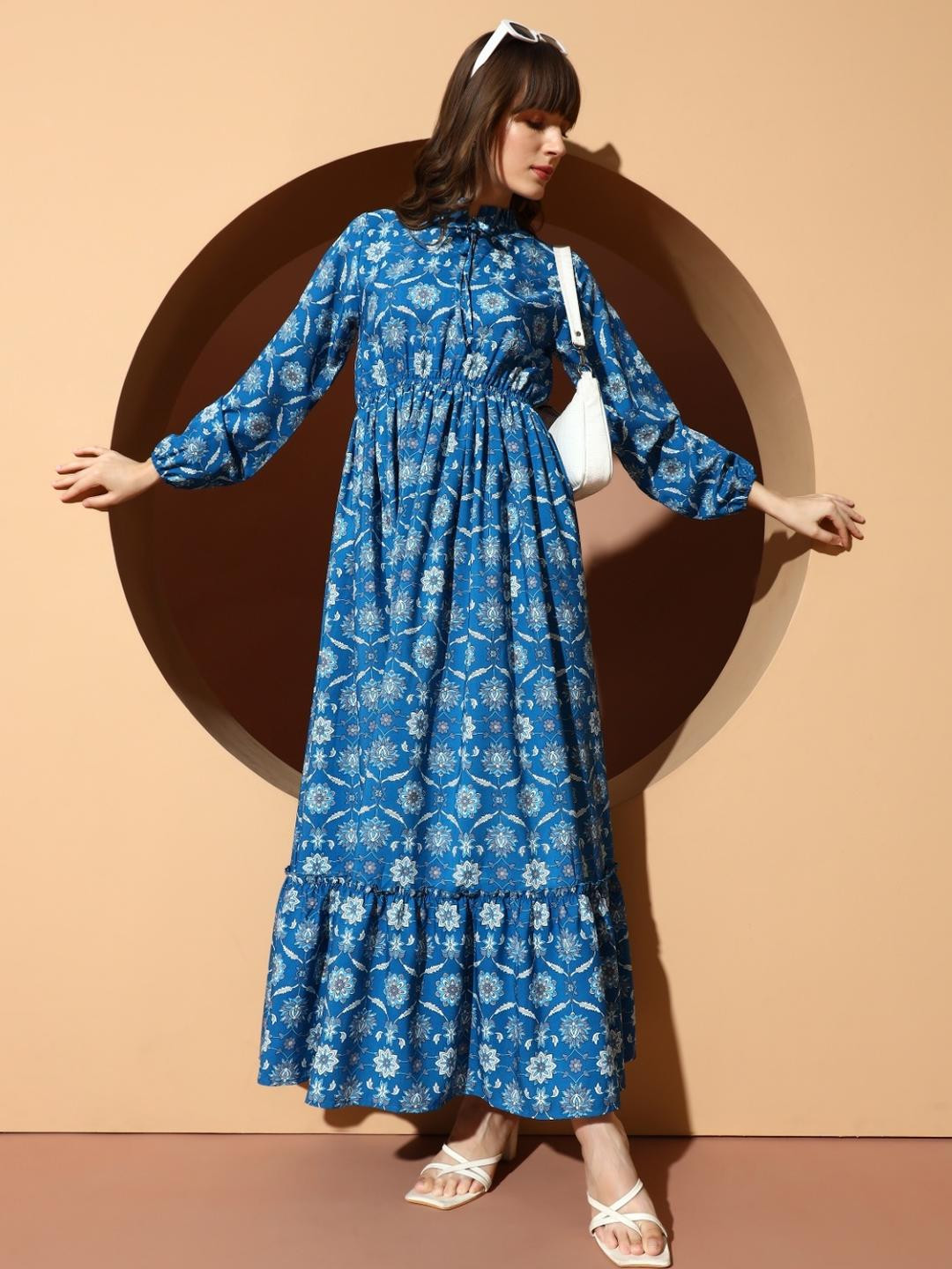 ASNOWERA Women Floral Print Maxi Dress