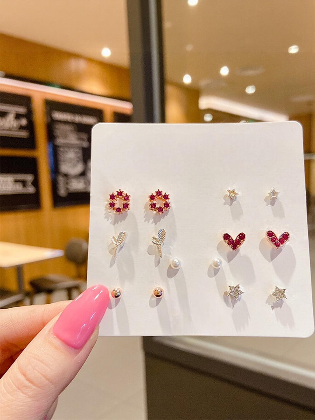 TheVineGirl Women Set of 7 Western Weekly Stud Earrings