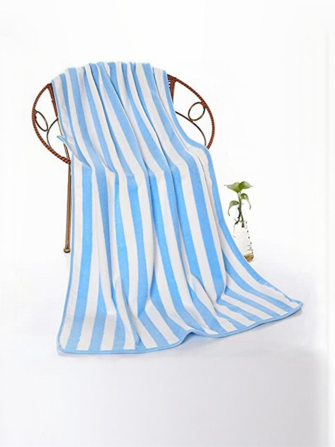 Reexplore Blue & White Striped 350 GSM Bath Towel