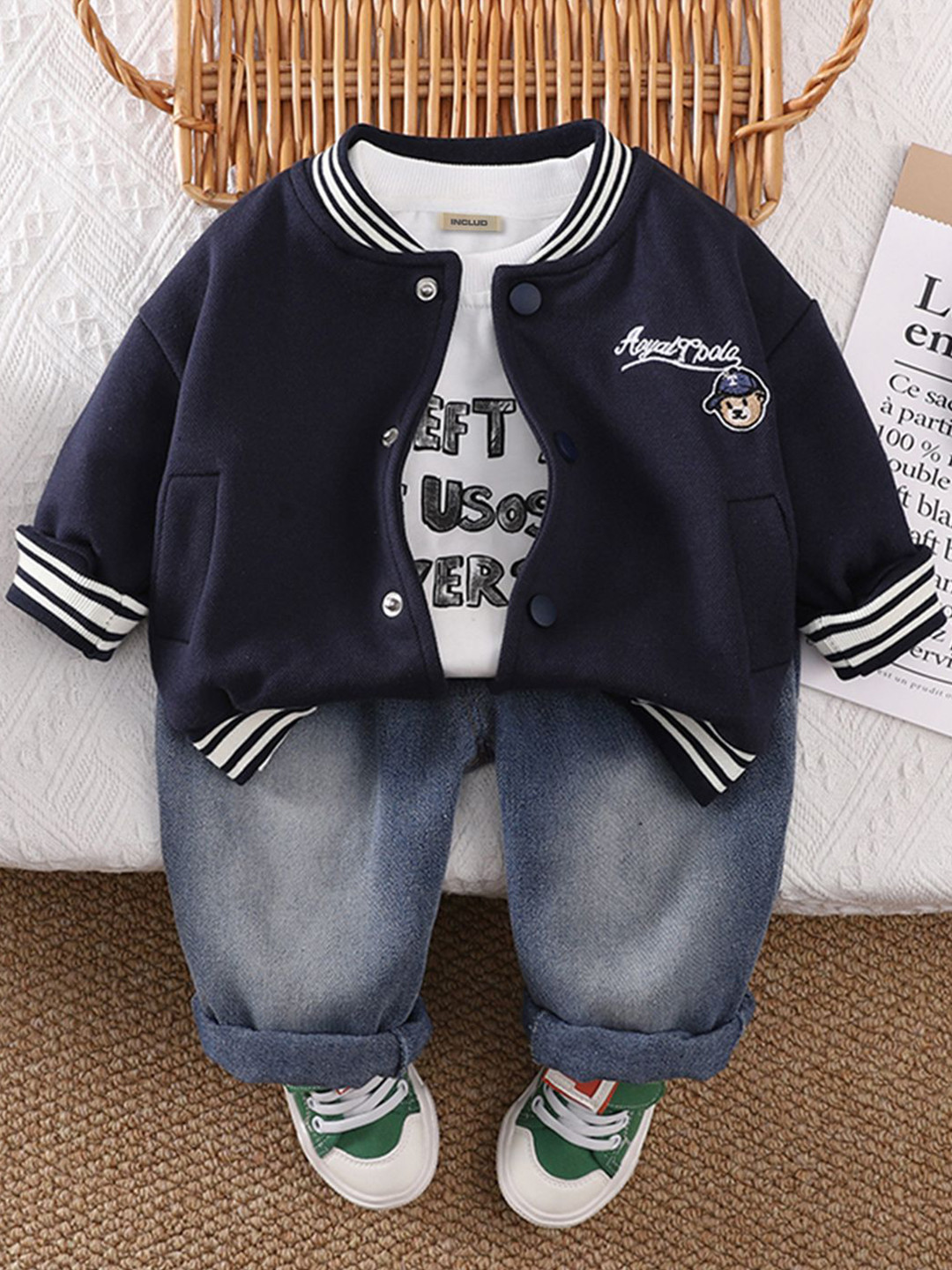 INCLUD Boys Printed Sweatshirt With Jacket & Trousers