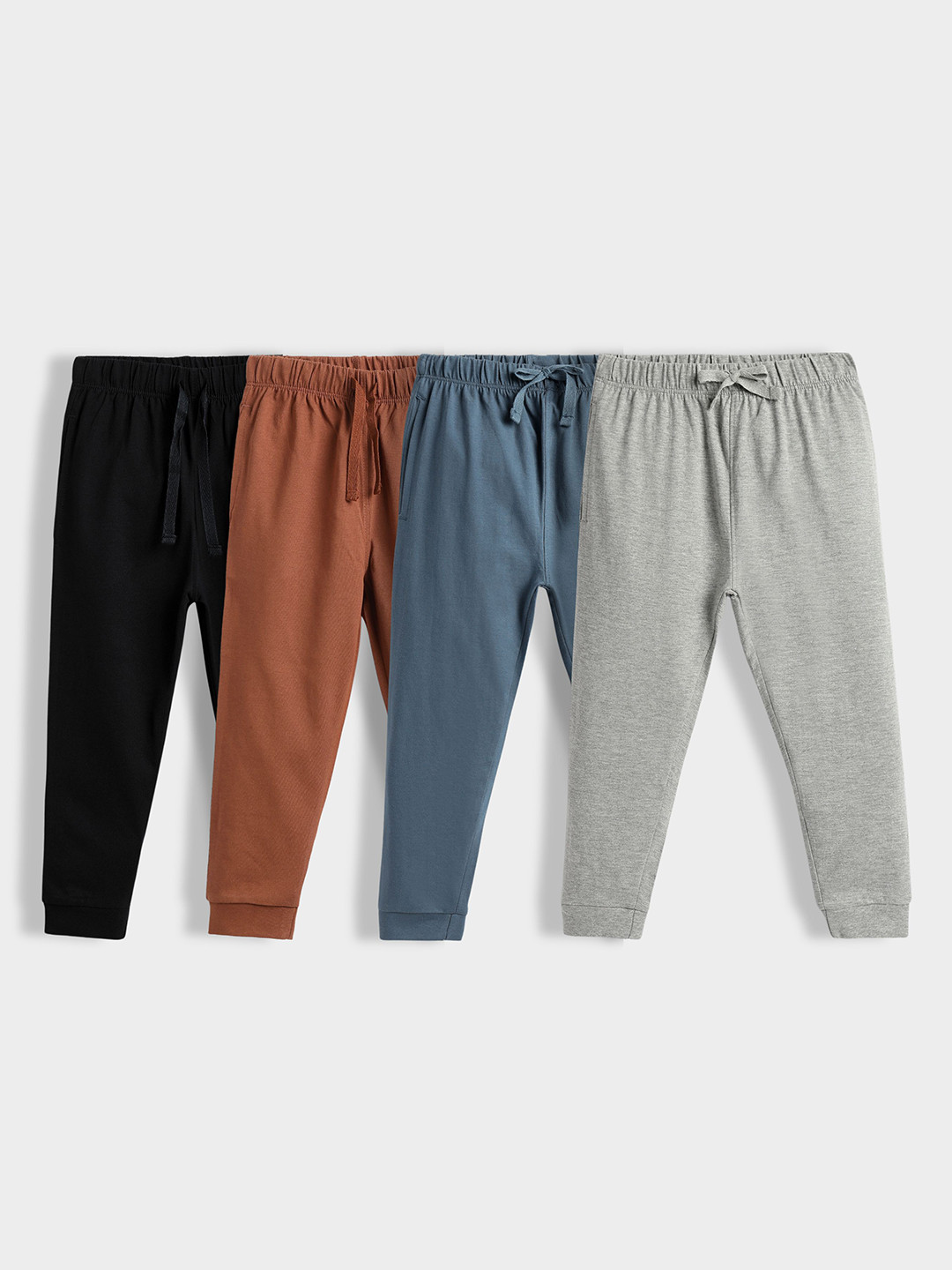 Orange Sugar Kids Pack of 4 Cotton Mid-Rise Joggers Track Pant