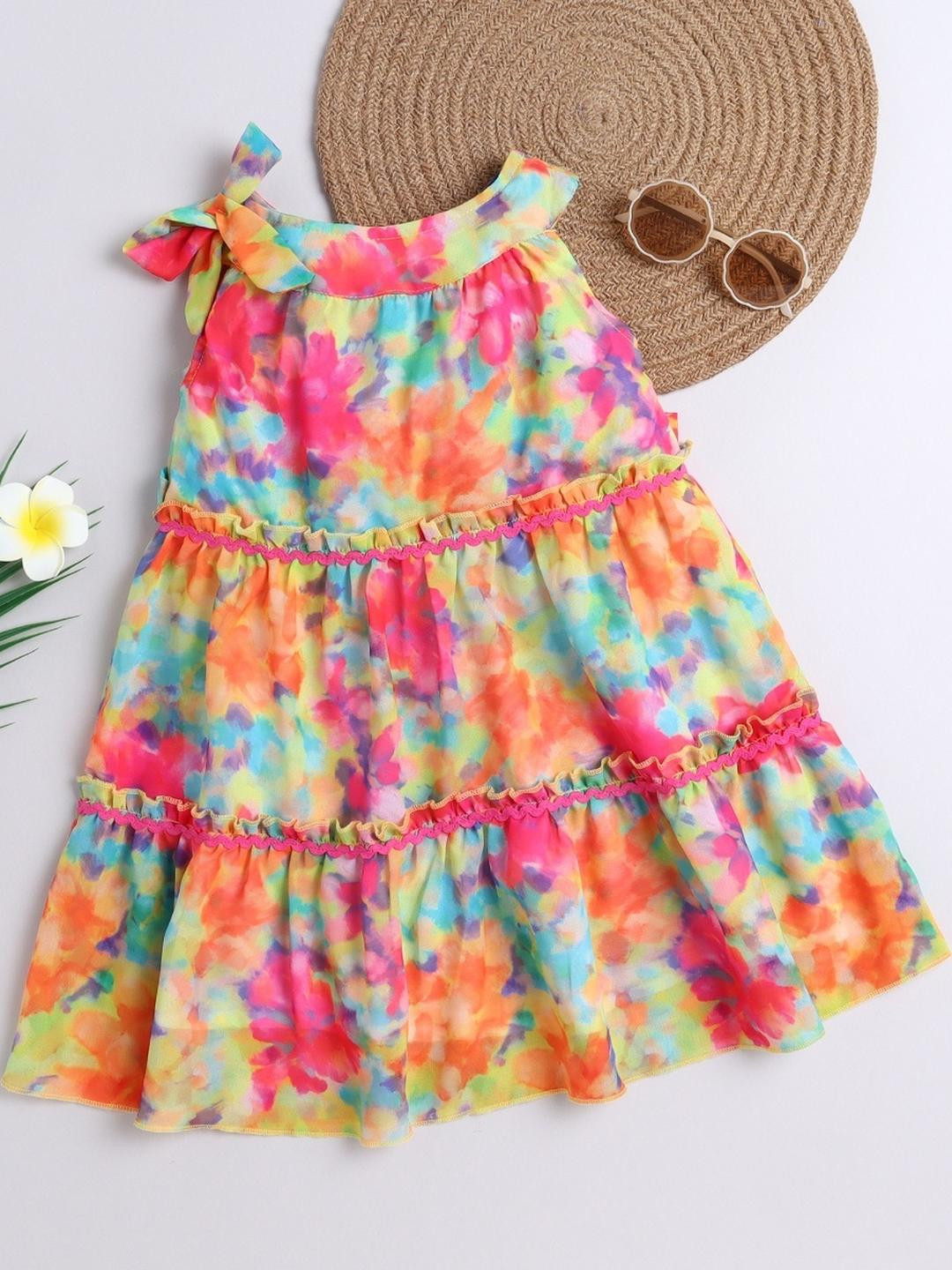 BRIGHT STARS KIDSWEAR Georgette Fit & Flare Midi Dress