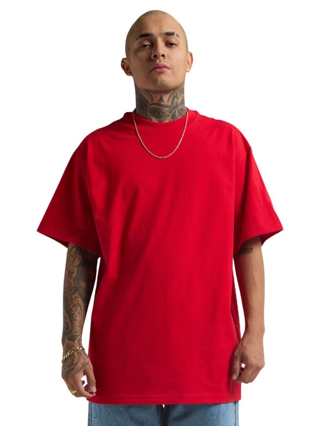 Cool Plus Round Neck Drop Shoulder Cotton Oversized  T-shirt