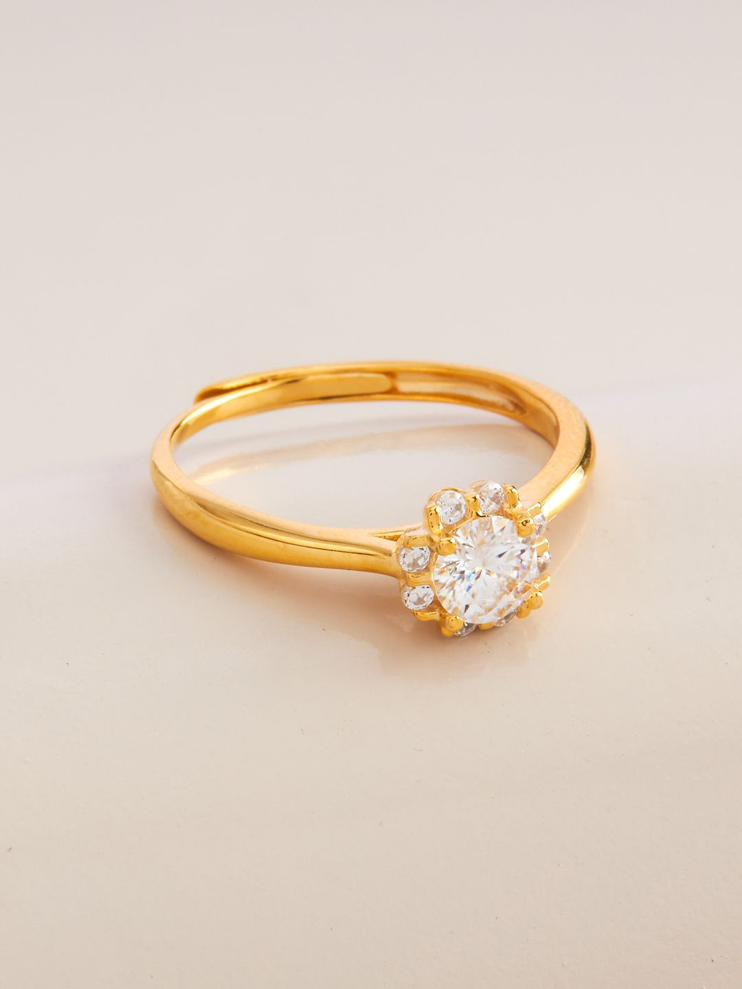 Kushal's Fashion 92.5 Silver Gold-Plated  Adjustable Finger Ring