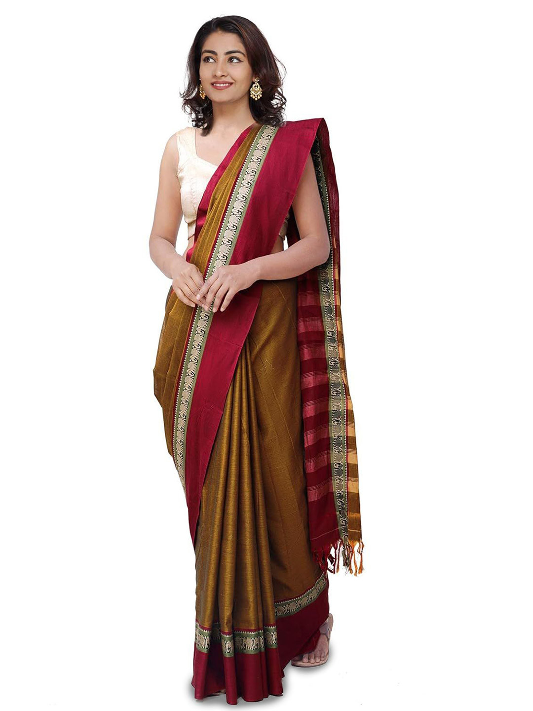 DEVIKA TEXTILES Woven Design Border Pure Cotton Saree