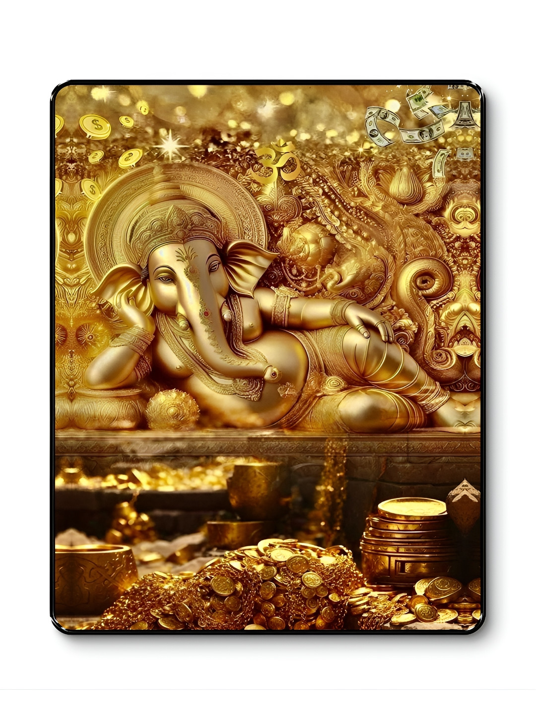 Myntra Elegant Homes Gold-Toned & Black Lord Ganesh Treasure Wealth Religious Wall Art