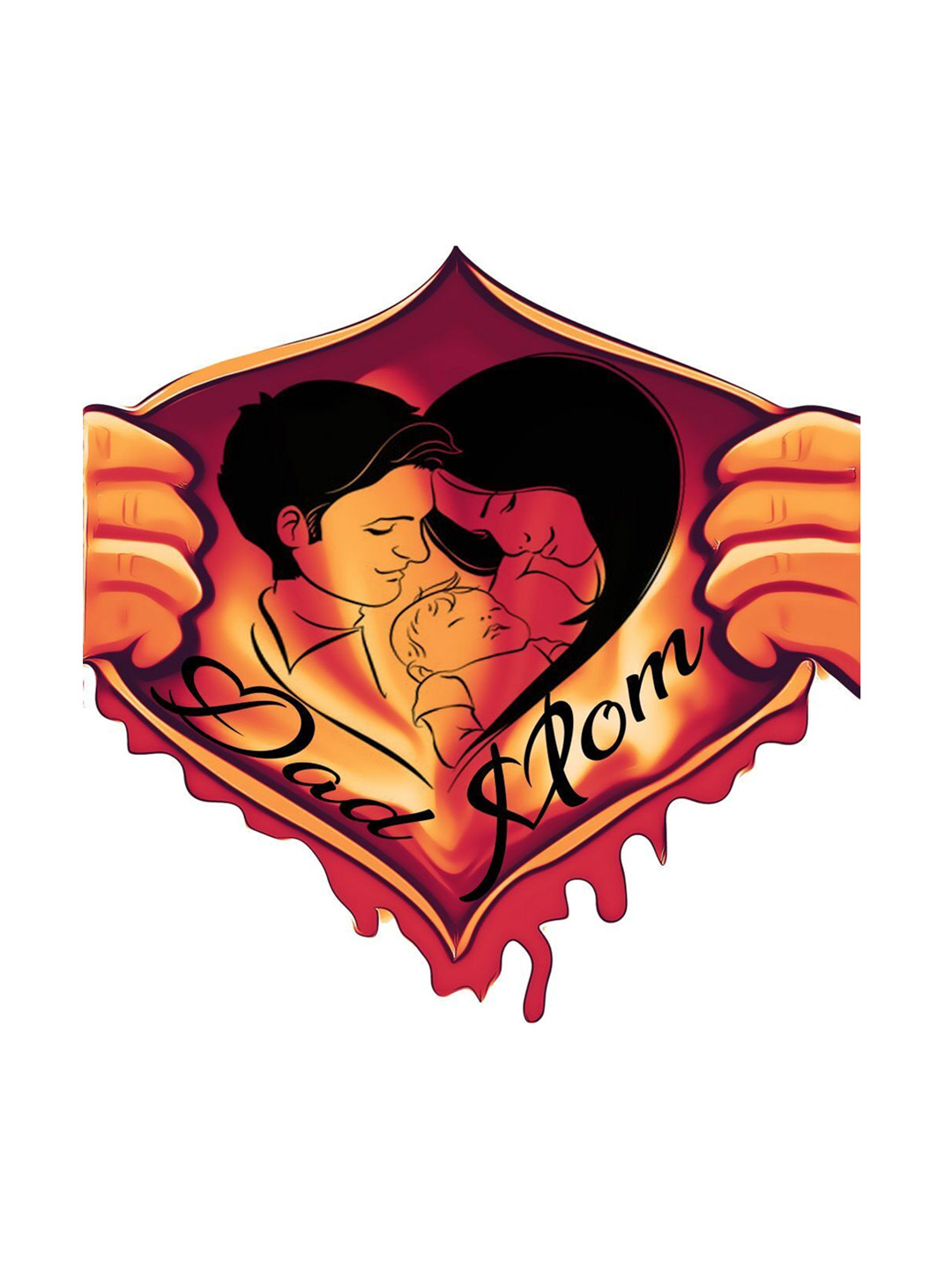 VOORKOMS Big Heart Mom Dad Waterproof Temporary Body Tattoos