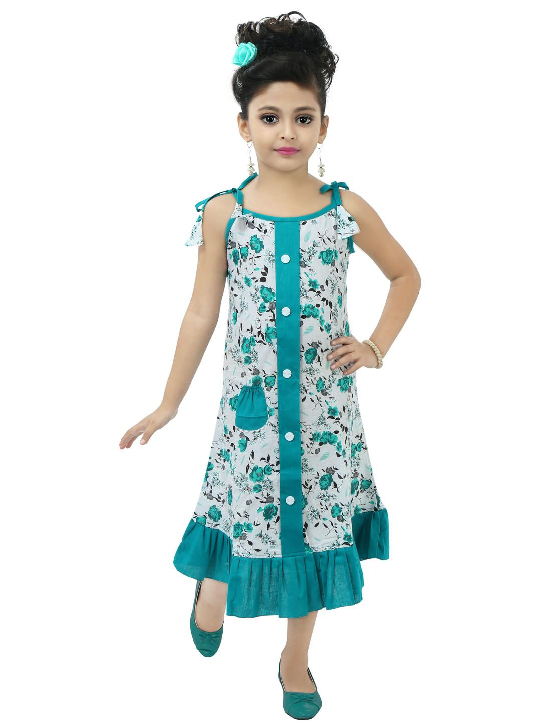 CHANDRIKA Floral Print A-Line Midi Dress