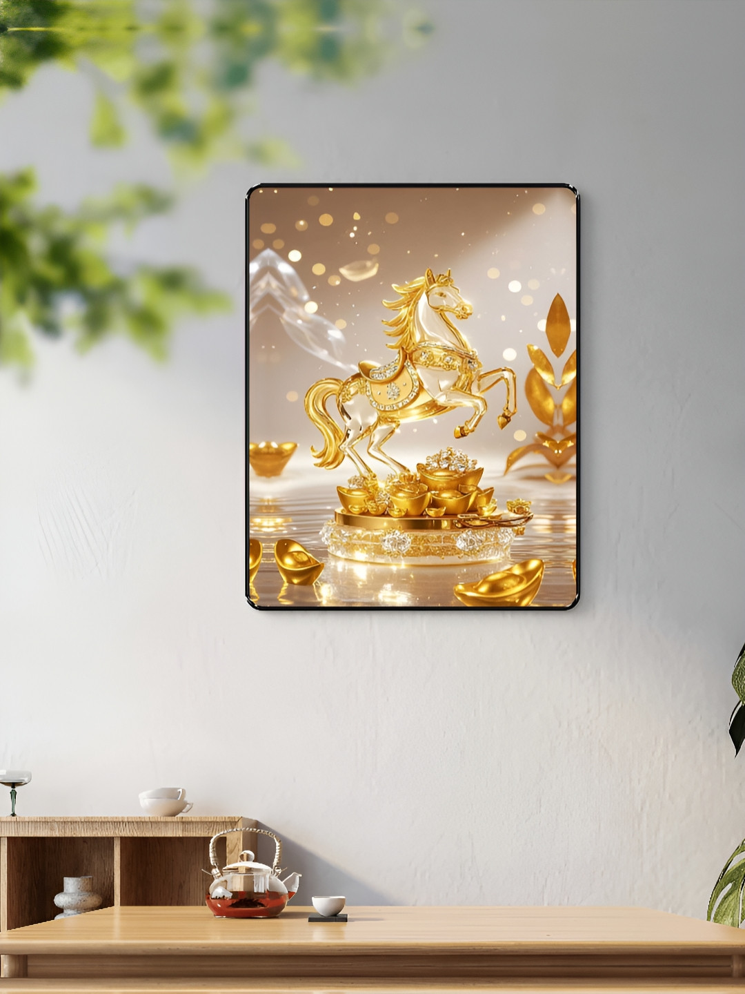 Livin'luxe Gold-Toned & White Horse Success Wall Art