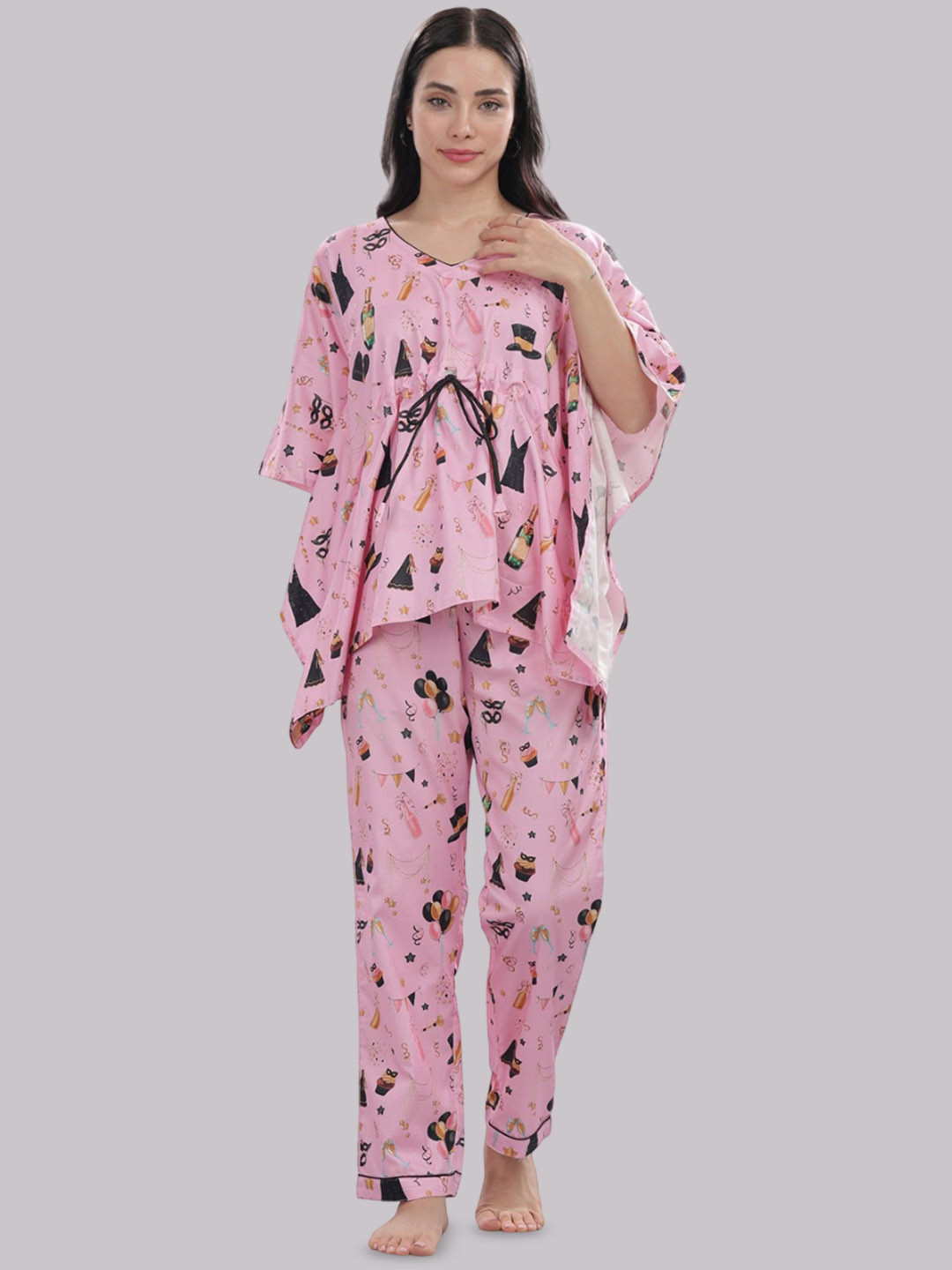 Pyjama Party Women Printed Kurti & Pyjamas Pure Cotton Night suit