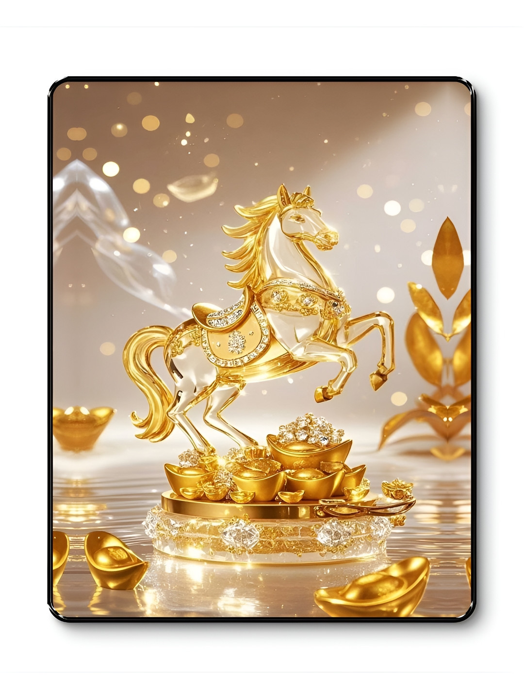 Myntra Elegant Homes White & Gold-Toned Horse Success Wall Art