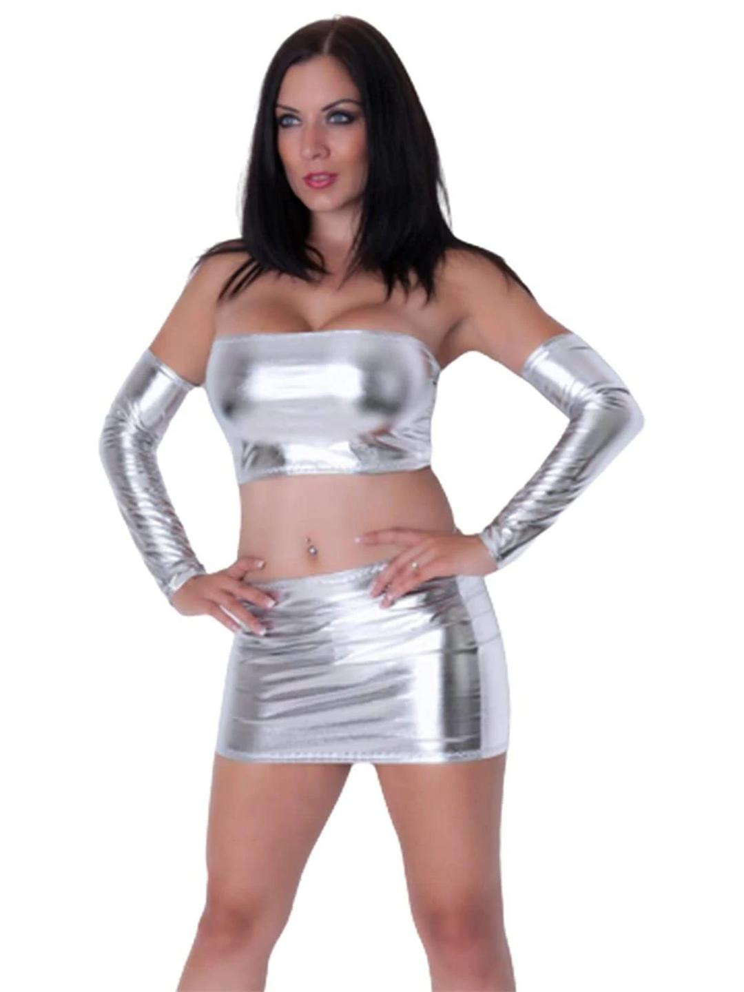 GuSo Shopee Women Silver Nylon Baby Dolls