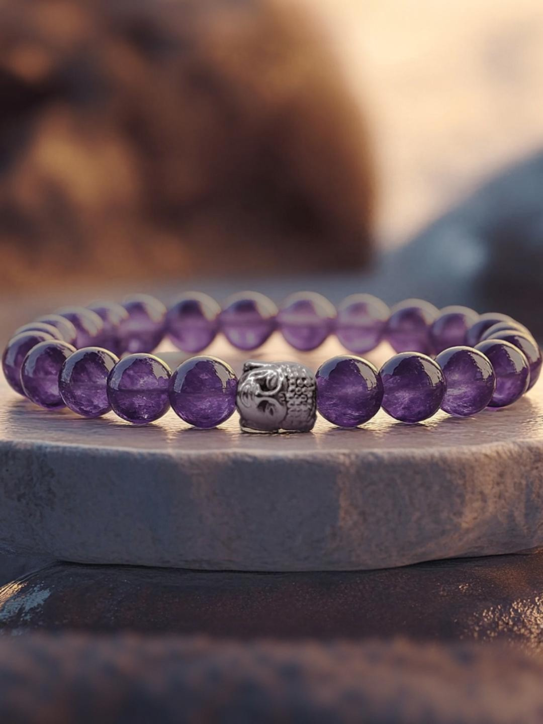 SENROAR Elasticated Slip-On Amethyst Bracelet