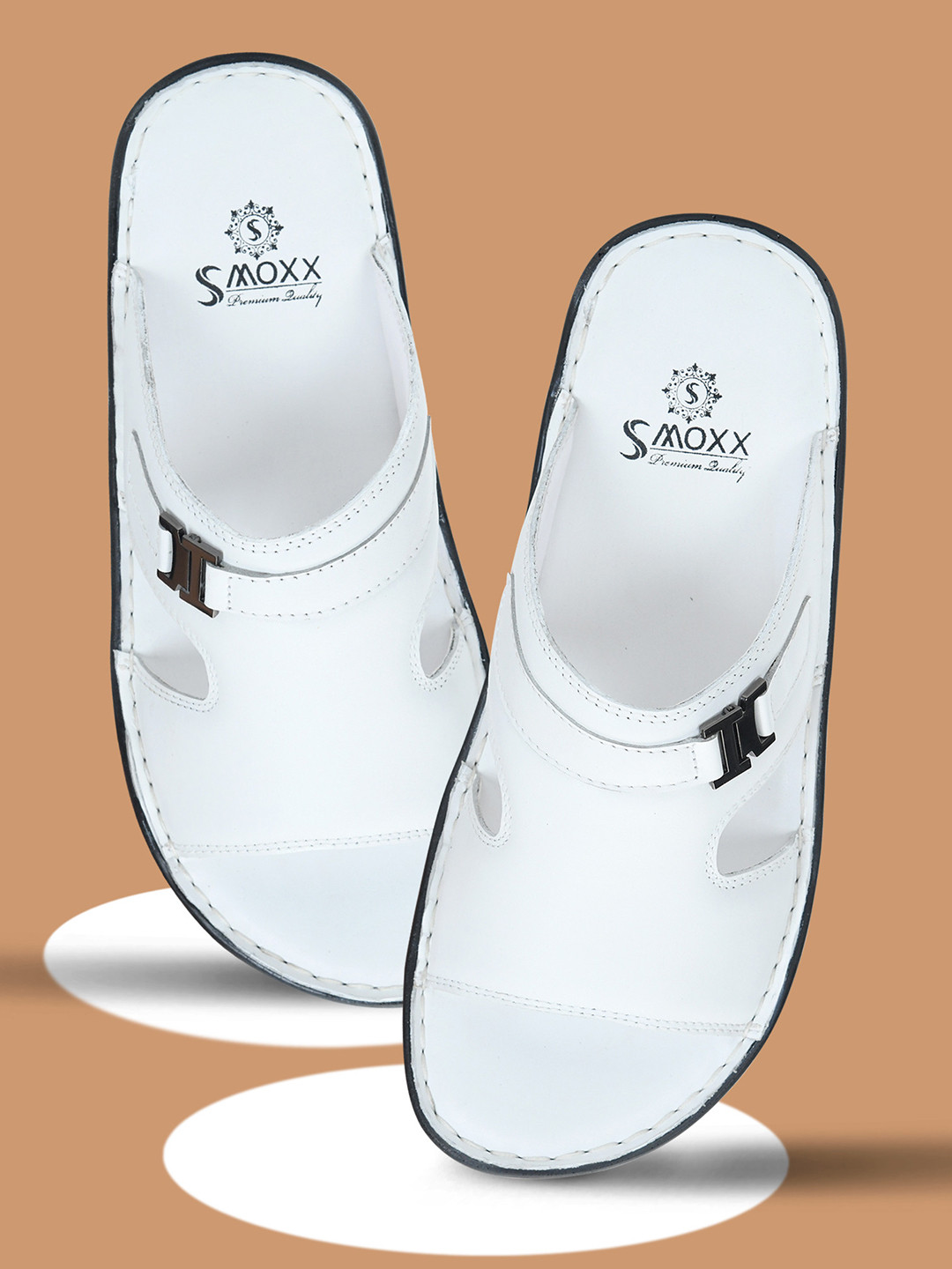SMOXX white Men Sliders with Patterned rubber outsole