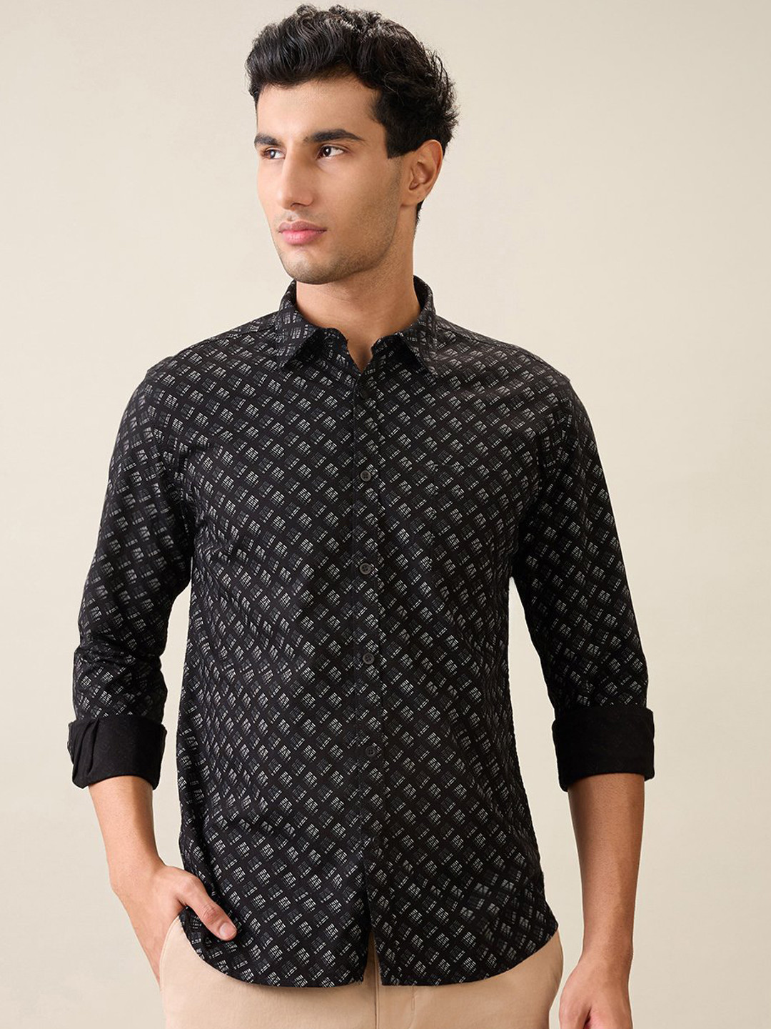 Parx Men Printed Cutway Collar Slim Fit Printed Casual Shirt