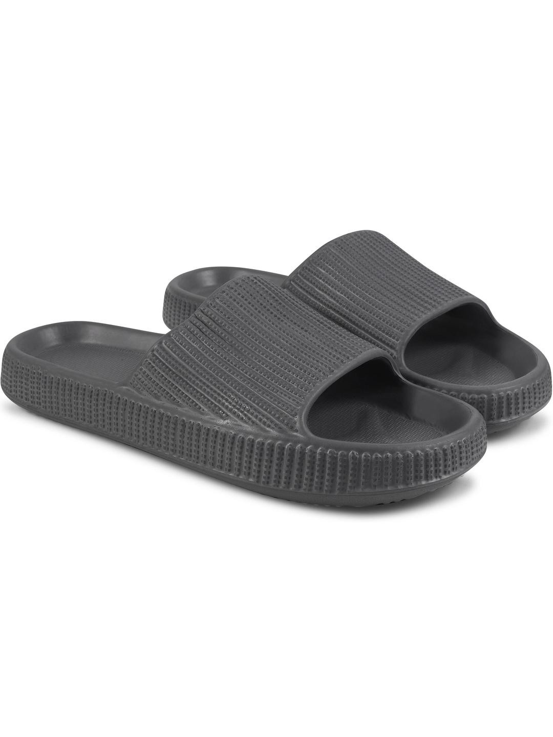 SUPERMET Men Solid Grey Slip-on Sliders