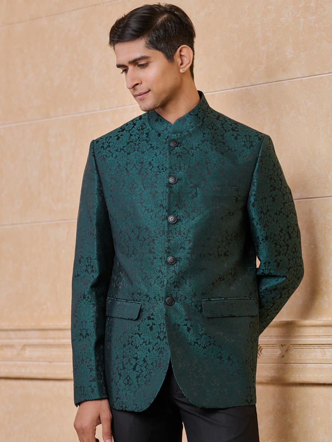 Tasva Self Design Jodhpuri Bandhgala Blazer